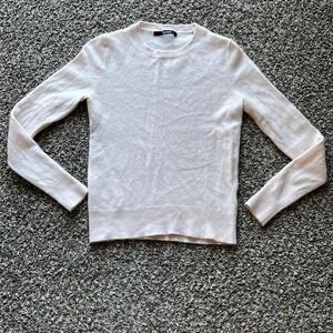 Quince 100% Cashmere Long Sleeve Crewneck Sweater Pink Cream XS